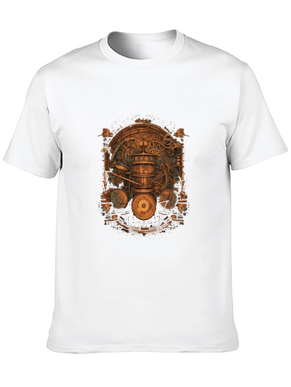 Steampunk Gear Design Black T-Shirt