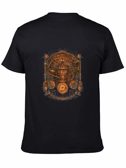 Steampunk Gear Design Black T-Shirt