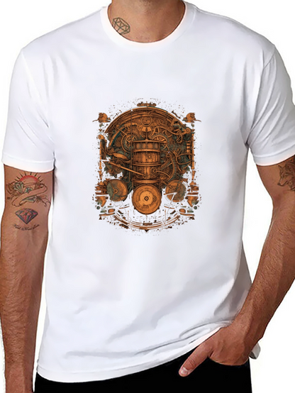 Steampunk Gear Design Black T-Shirt