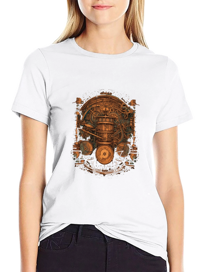 Steampunk Gear Design Black T-Shirt