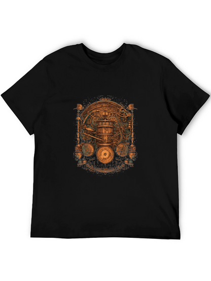 Steampunk Gear Design Black T-Shirt