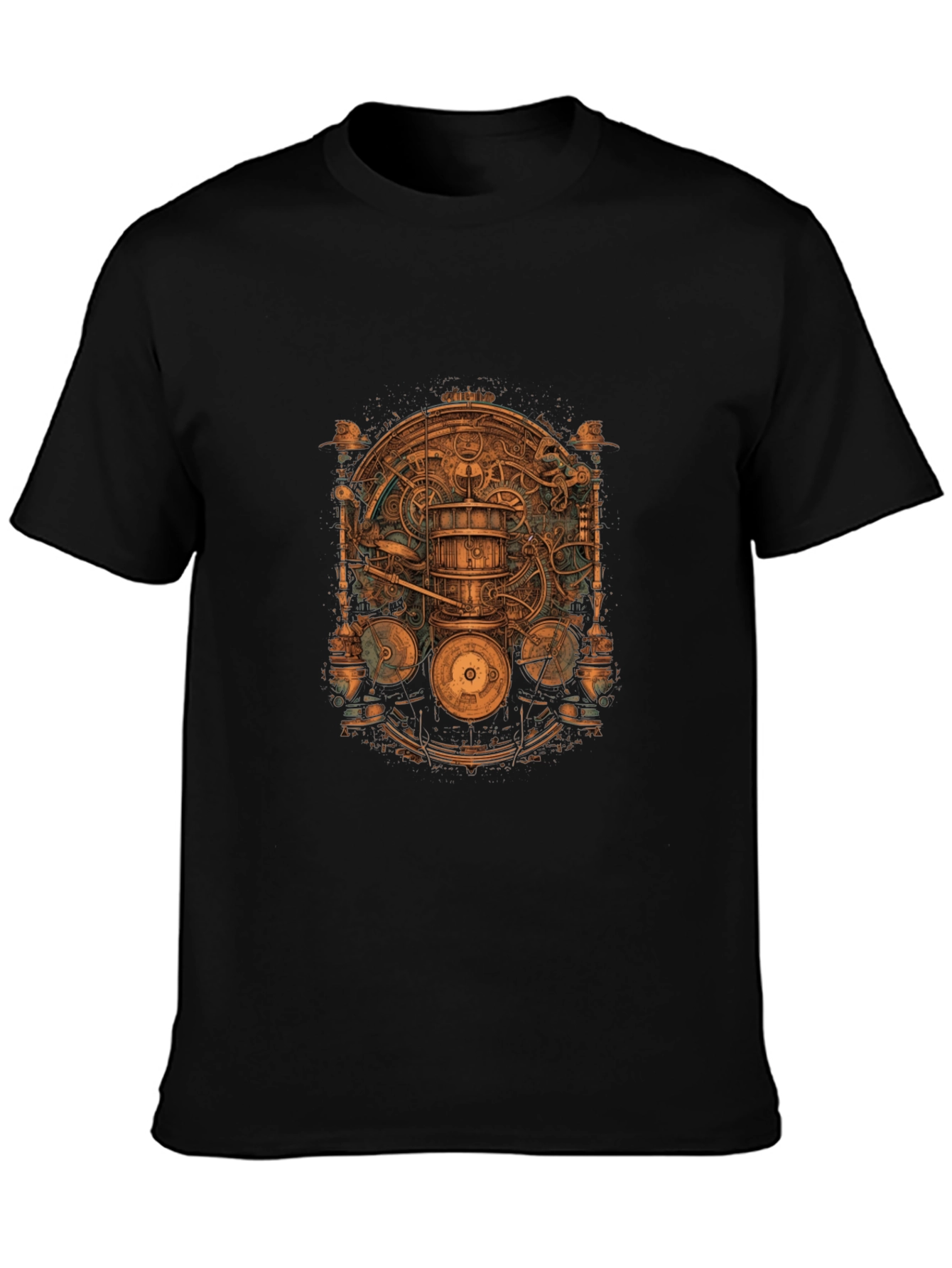 Steampunk Gear Design Black T-Shirt