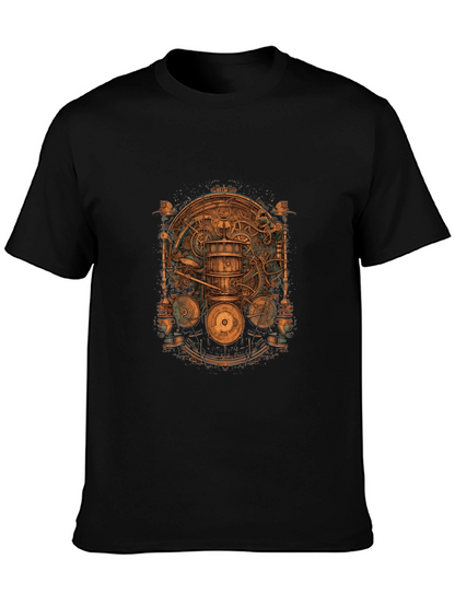 Steampunk Gear Design Black T-Shirt