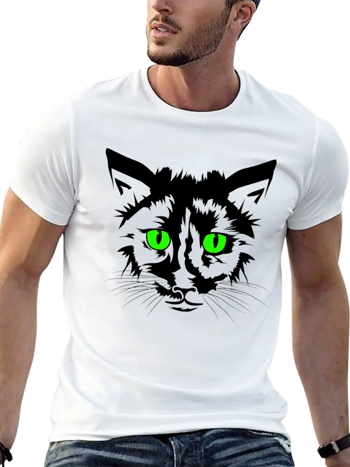 Mens Black Cat Graphic T-Shirt