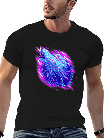Neon Wolf Graphic Black T-Shirt
