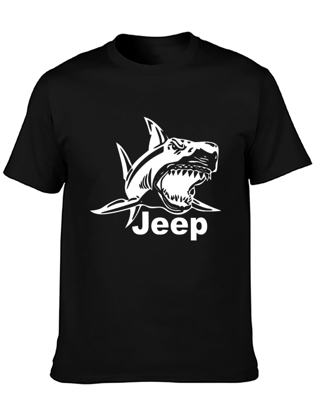 Jeep Shark Graphic Tee - Black Cotton T-Shirt