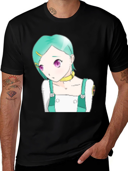 Anime Character Graphic Tee - Black T-Shirt