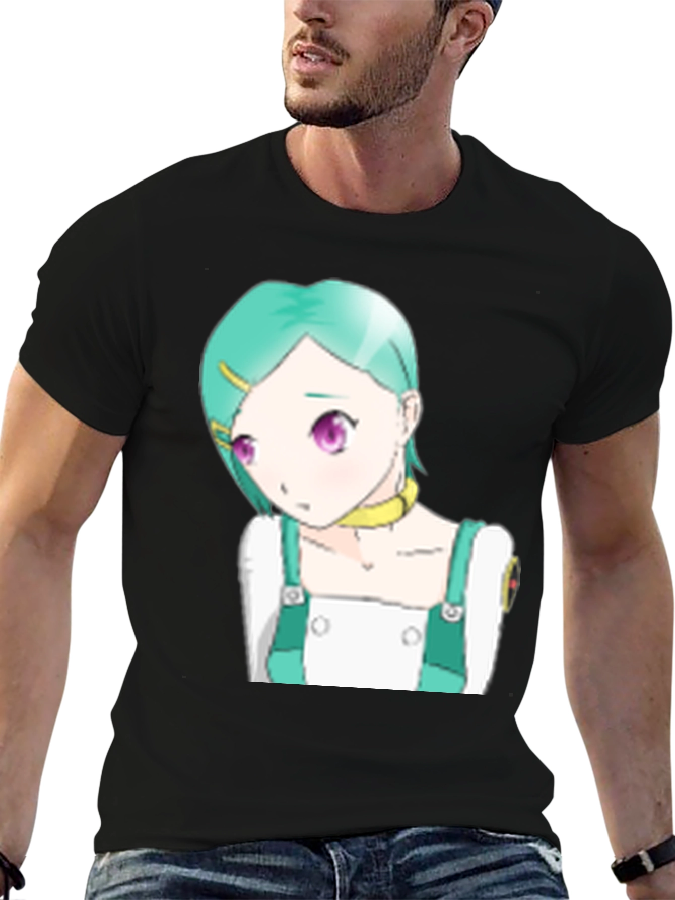 Anime Character Graphic Tee - Black T-Shirt