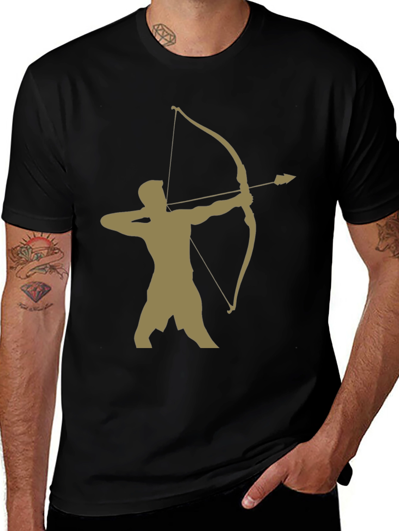 Archer Graphic Tee - Black Cotton Blend Casual Wear