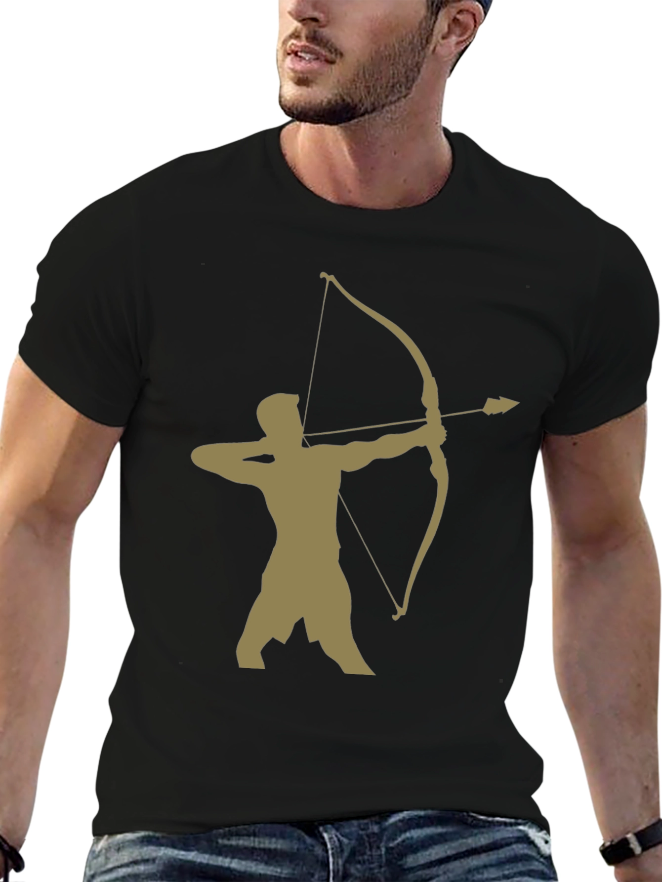 Archer Graphic Tee - Black Cotton Blend Casual Wear