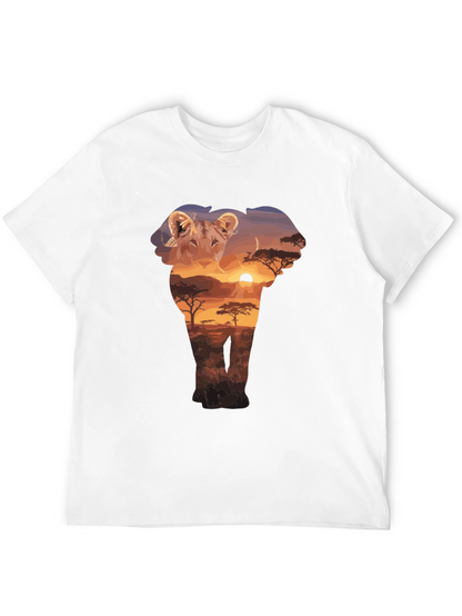 Lion & Elephant Sunset Graphic T-Shirt
