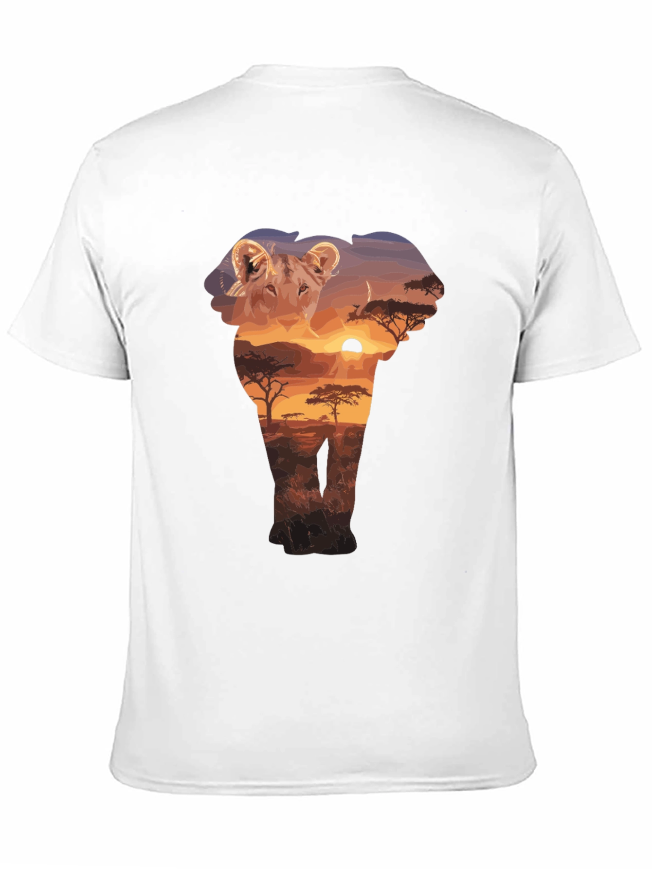 Lion & Elephant Sunset Graphic T-Shirt