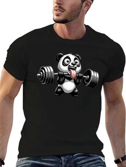Panda Lifting Weights Graphic T-Shirt