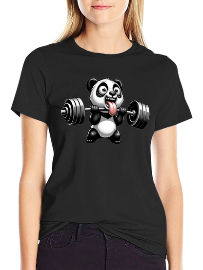 Panda Lifting Weights Graphic T-Shirt