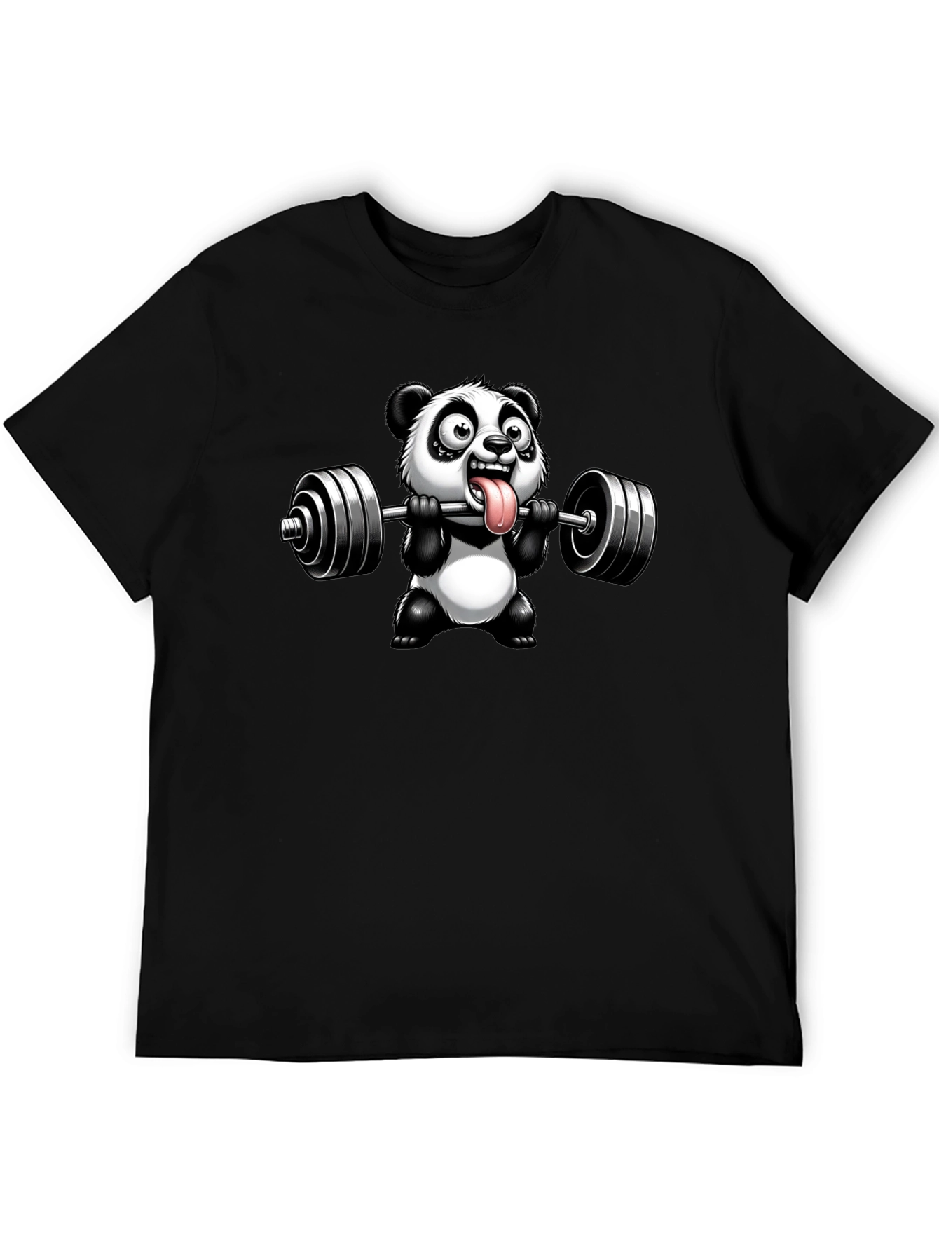 Panda Lifting Weights Graphic T-Shirt