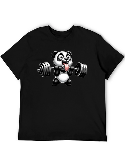 Panda Lifting Weights Graphic T-Shirt