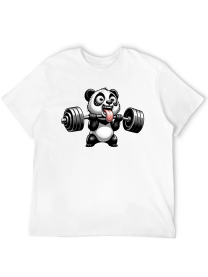 Panda Lifting Weights Graphic T-Shirt