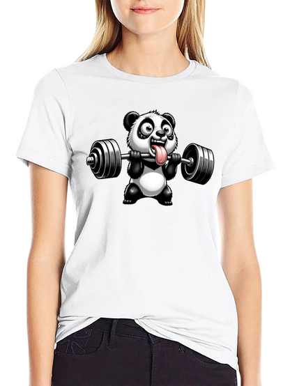 Panda Lifting Weights Graphic T-Shirt