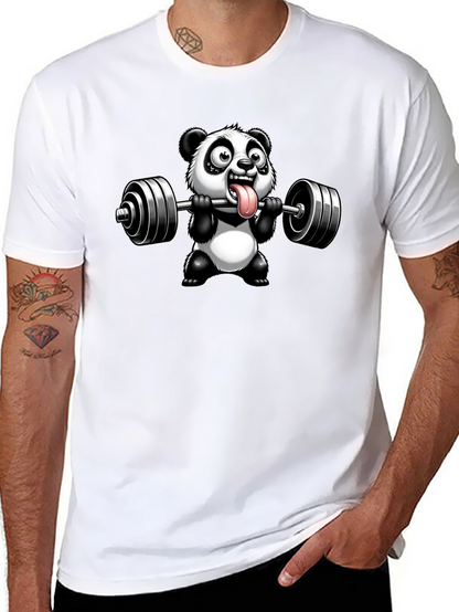 Panda Lifting Weights Graphic T-Shirt