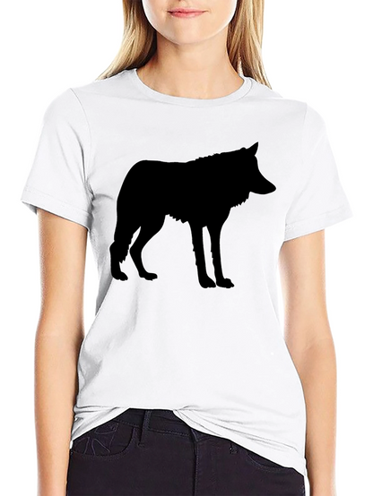 Black Wolf Silhouette Graphic Tee Shirt
