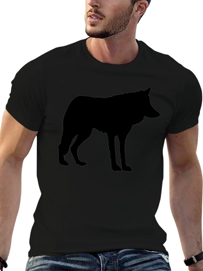 Black Wolf Silhouette Graphic Tee Shirt