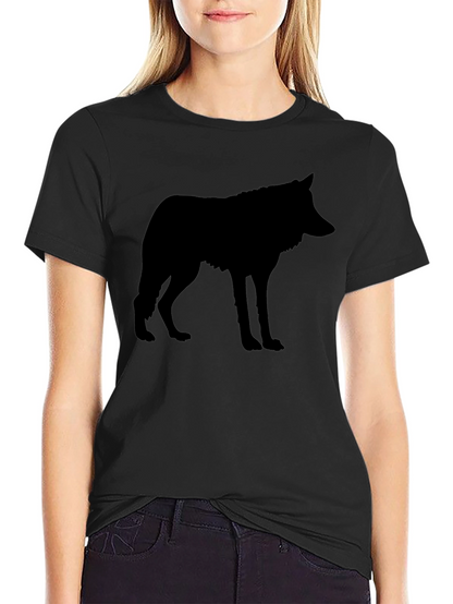 Black Wolf Silhouette Graphic Tee Shirt