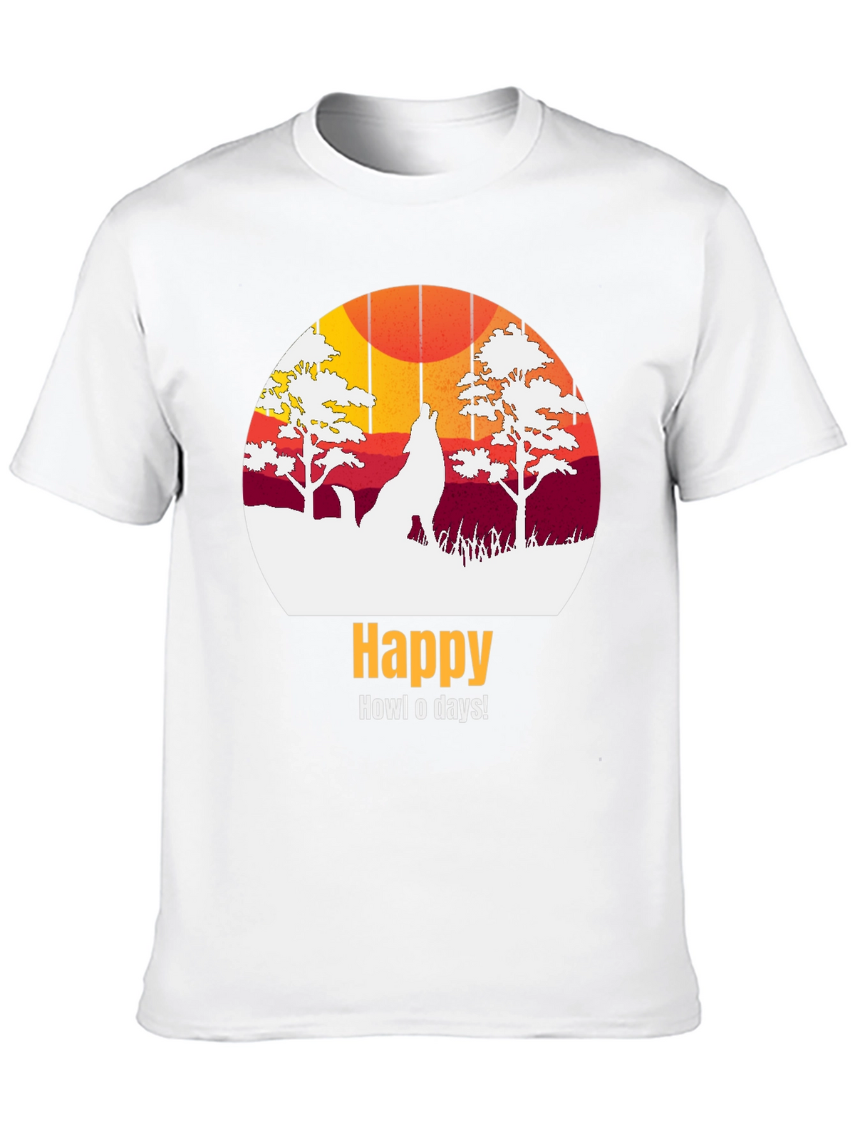 Happy Howl-o-days Wolf Graphic T-Shirt