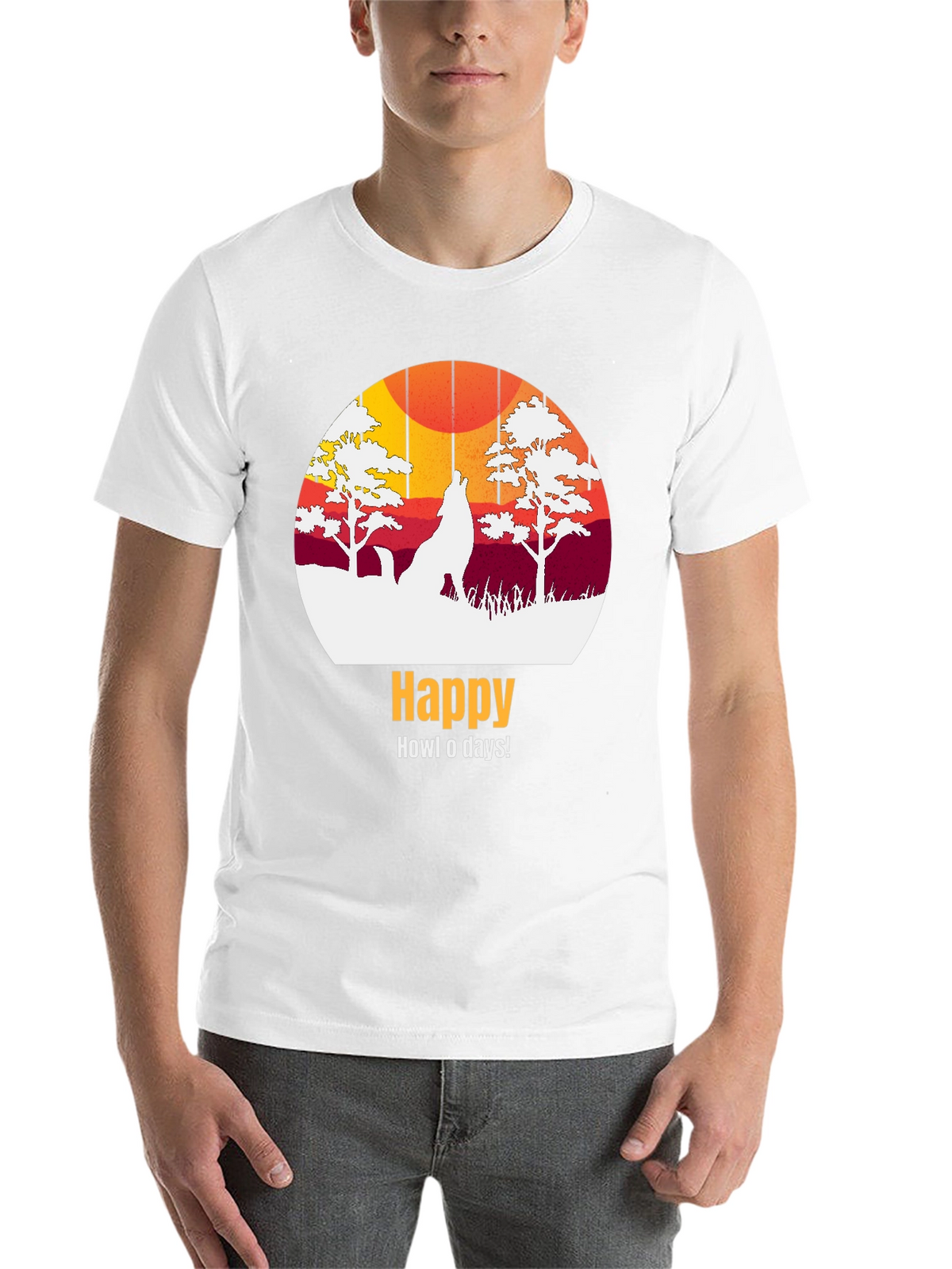 Happy Howl-o-days Wolf Graphic T-Shirt
