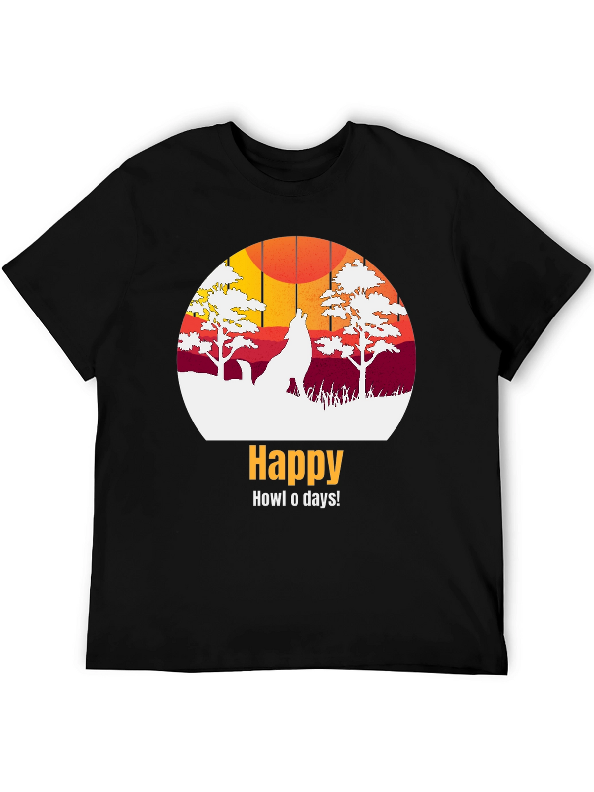 Happy Howl-o-days Wolf Graphic T-Shirt
