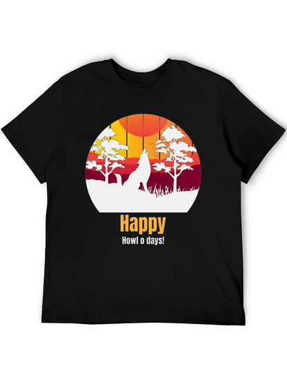 Happy Howl-o-days Wolf Graphic T-Shirt