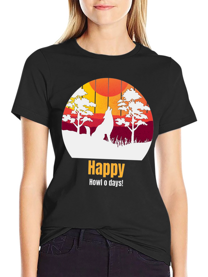 Happy Howl-o-days Wolf Graphic T-Shirt