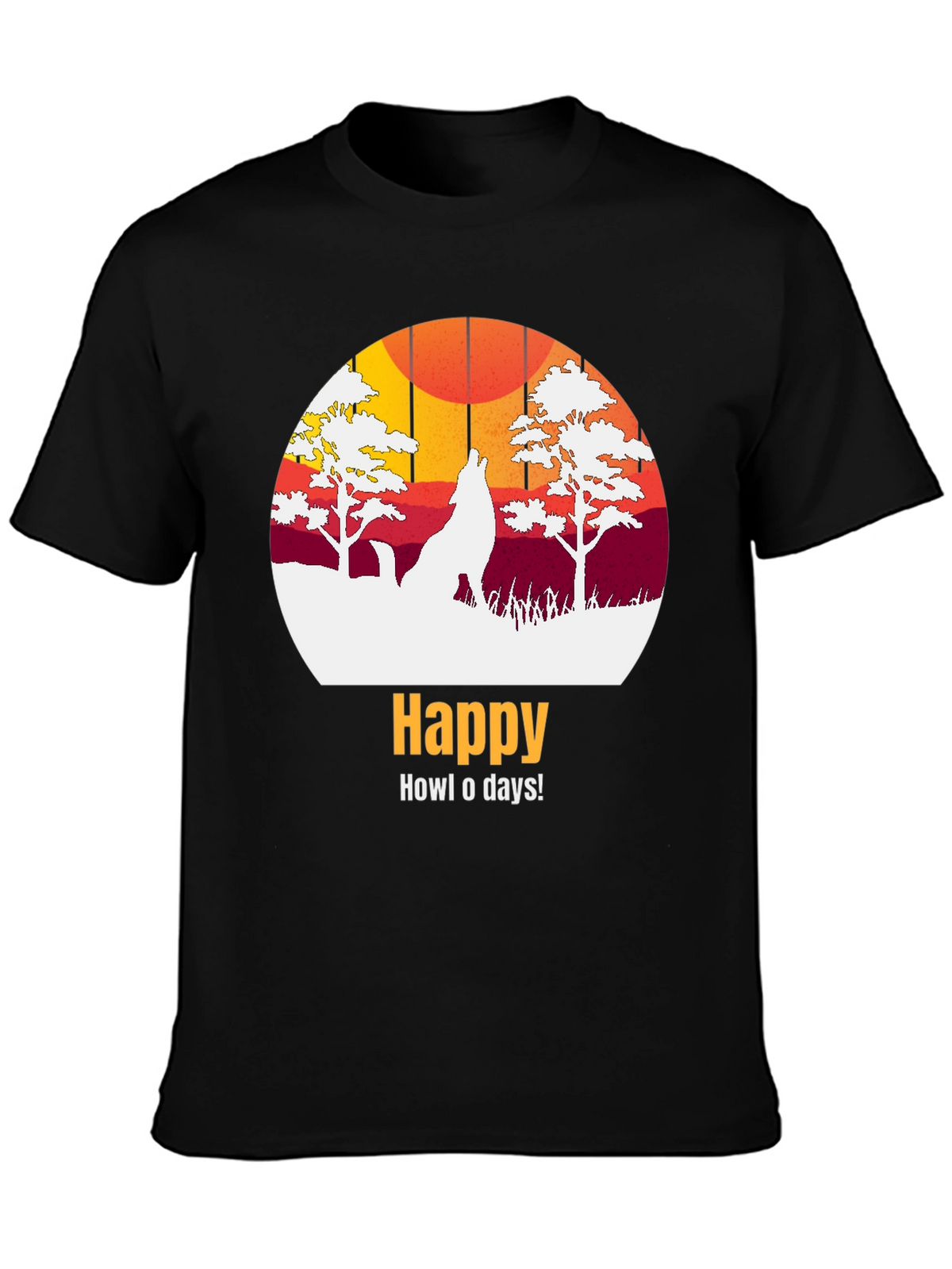 Happy Howl-o-days Wolf Graphic T-Shirt