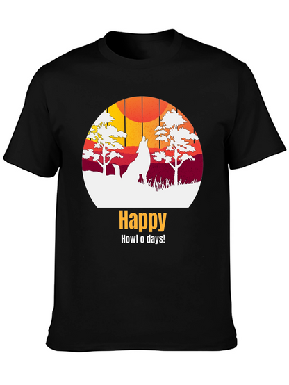 Happy Howl-o-days Wolf Graphic T-Shirt