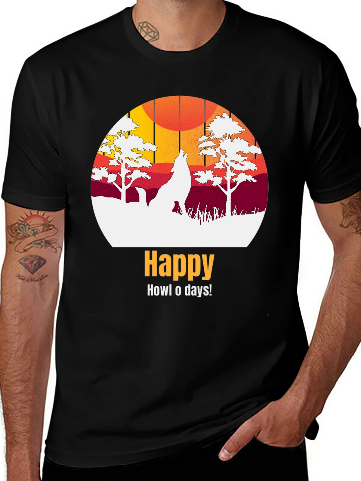 Happy Howl-o-days Wolf Graphic T-Shirt