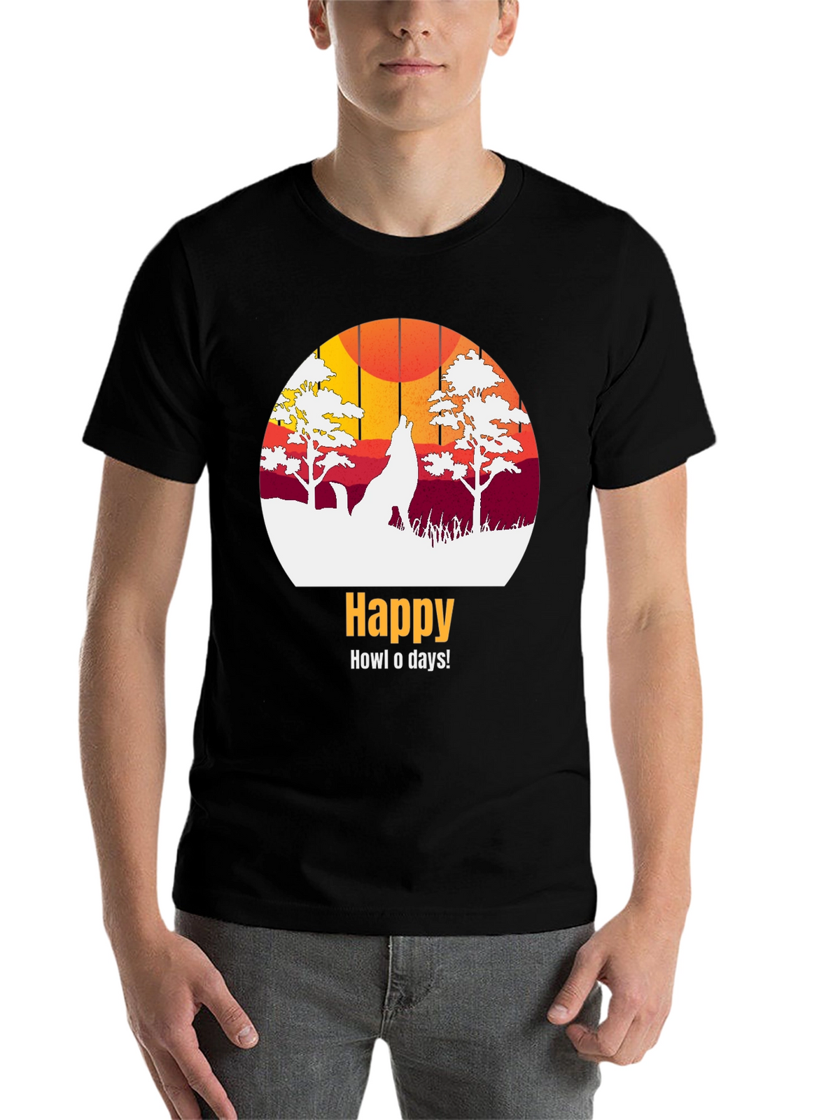 Happy Howl-o-days Wolf Graphic T-Shirt
