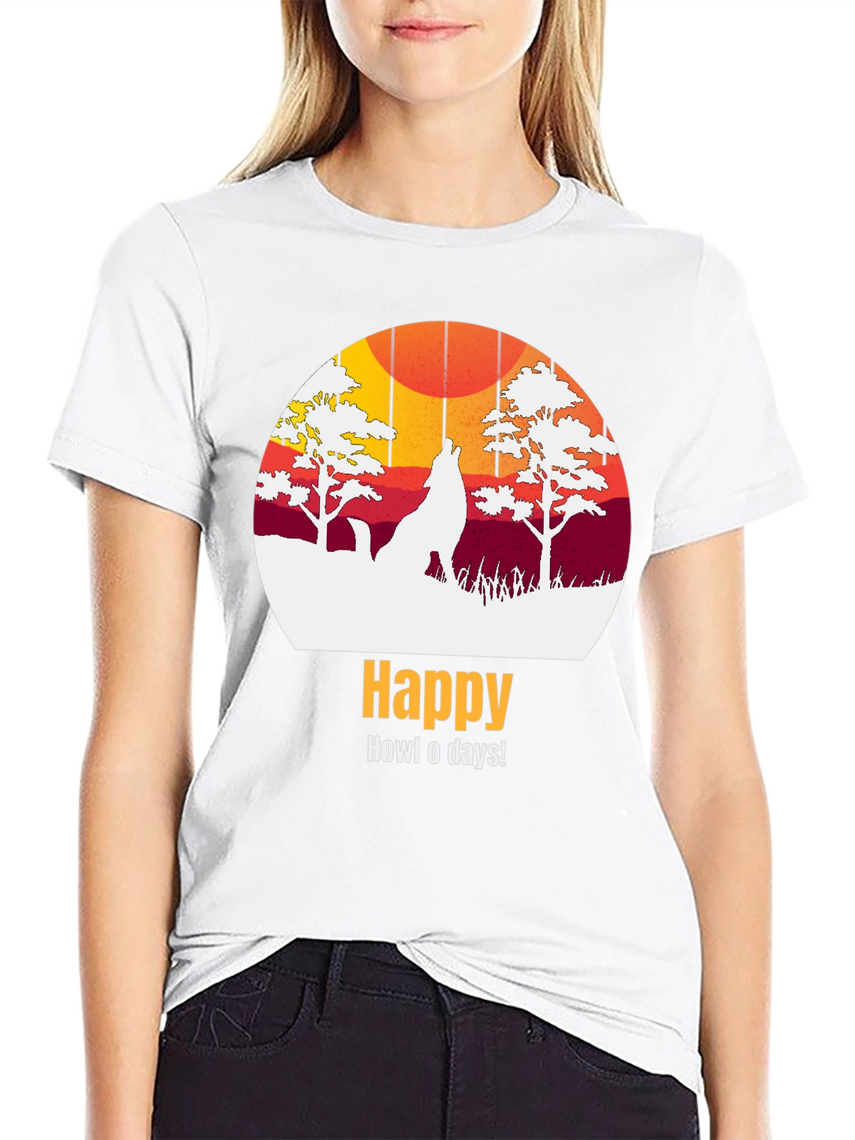 Happy Howl-o-days Wolf Graphic T-Shirt