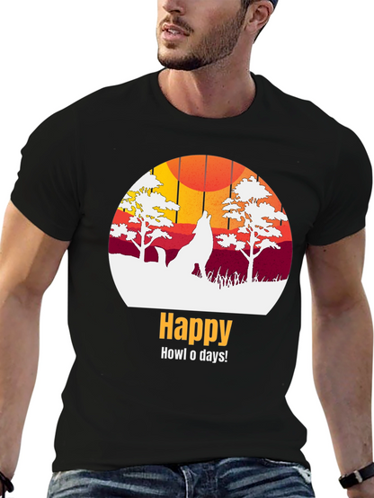 Happy Howl-o-days Wolf Graphic T-Shirt