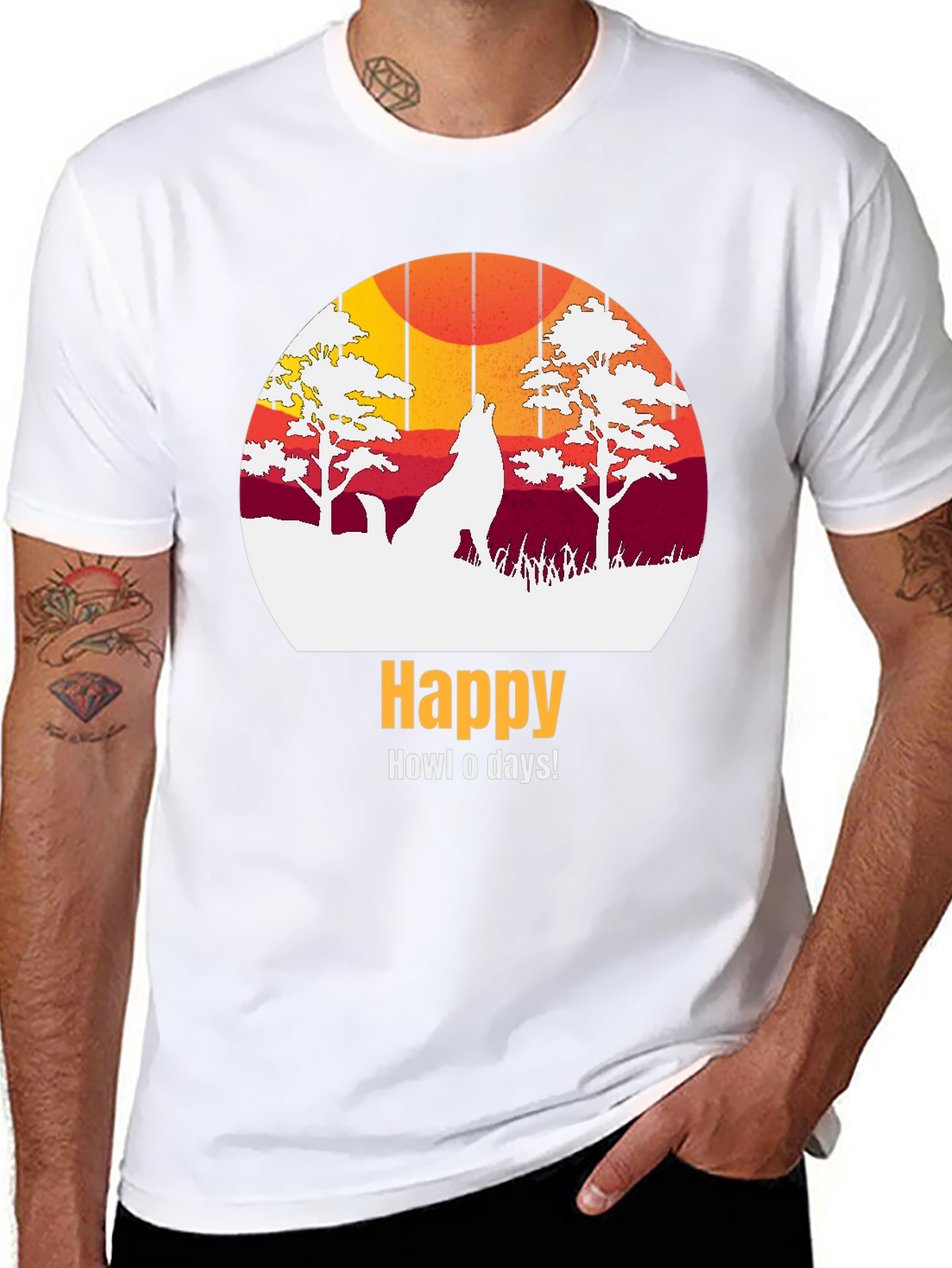 Happy Howl-o-days Wolf Graphic T-Shirt