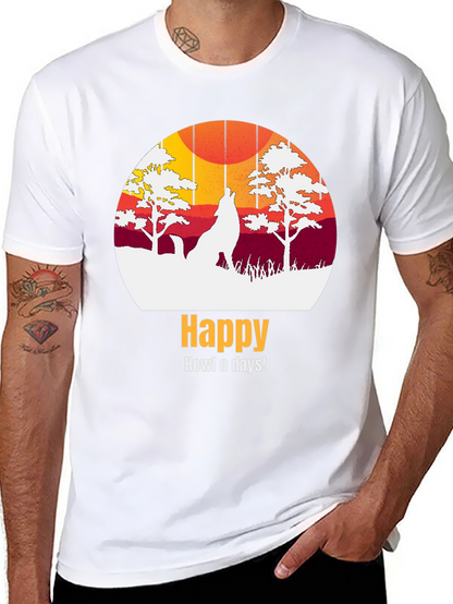 Happy Howl-o-days Wolf Graphic T-Shirt