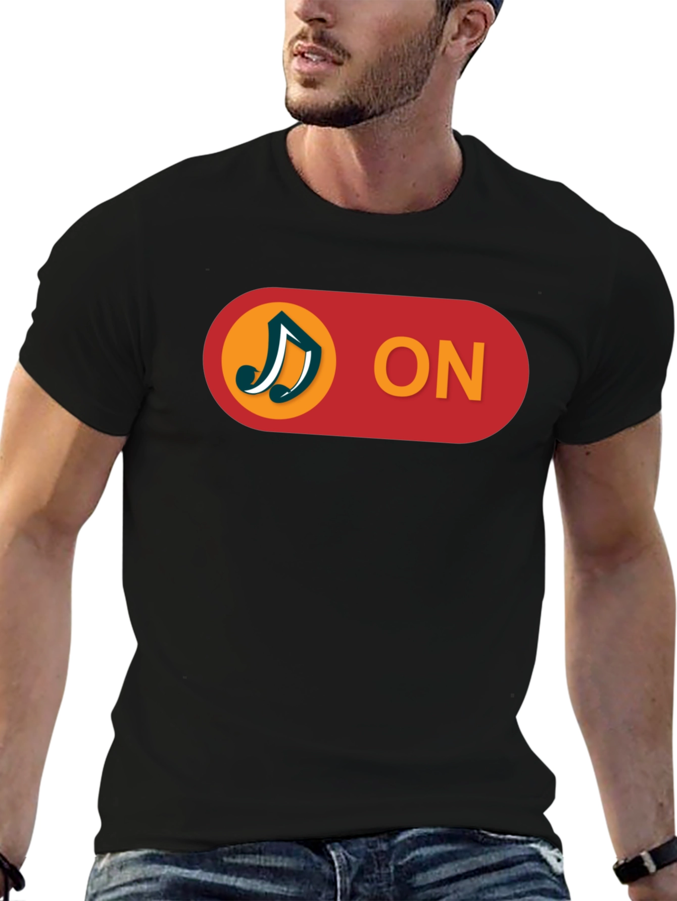 Music On T-Shirt - Black Cotton Blend Tee
