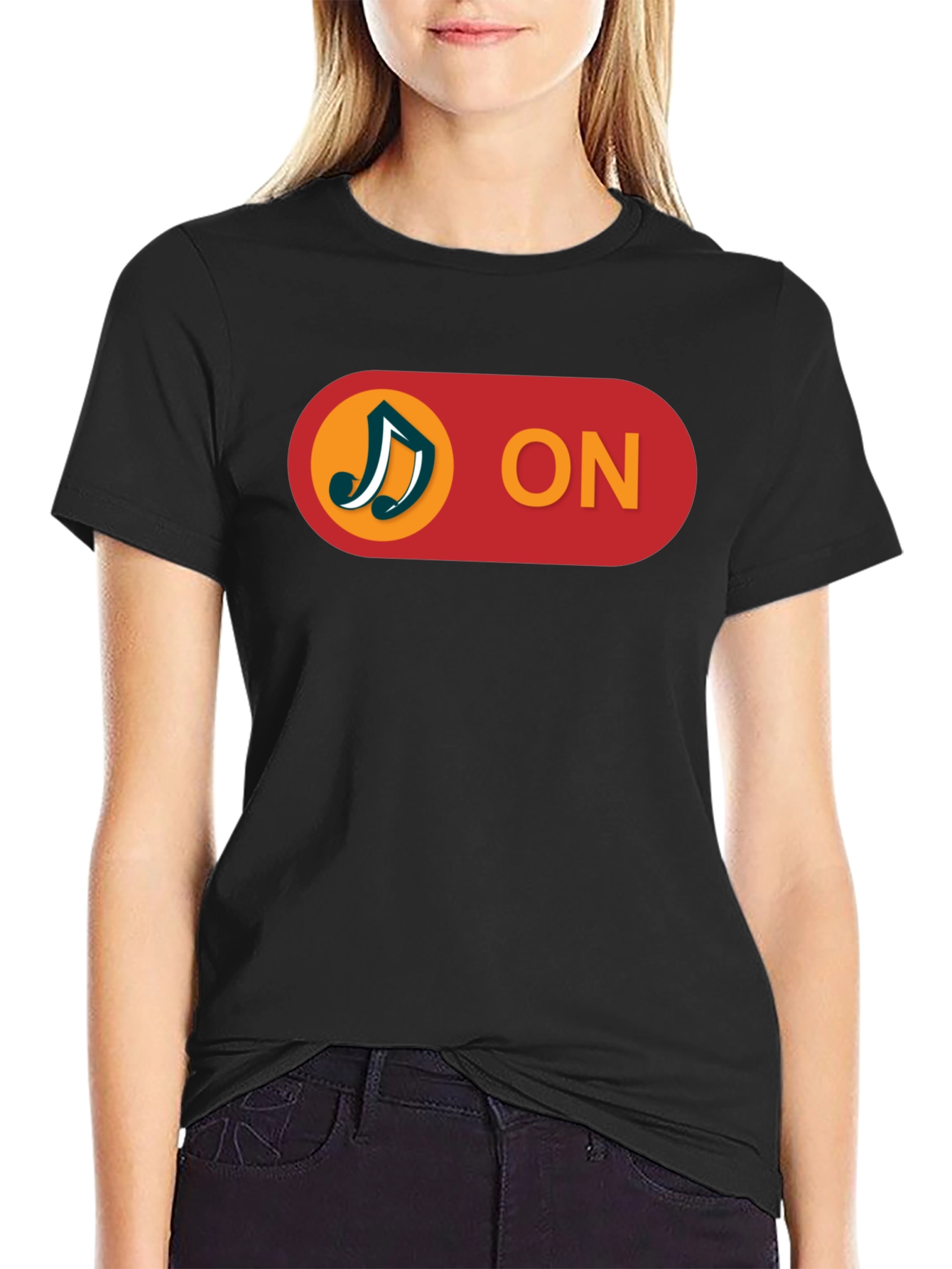 Music On T-Shirt - Black Cotton Blend Tee