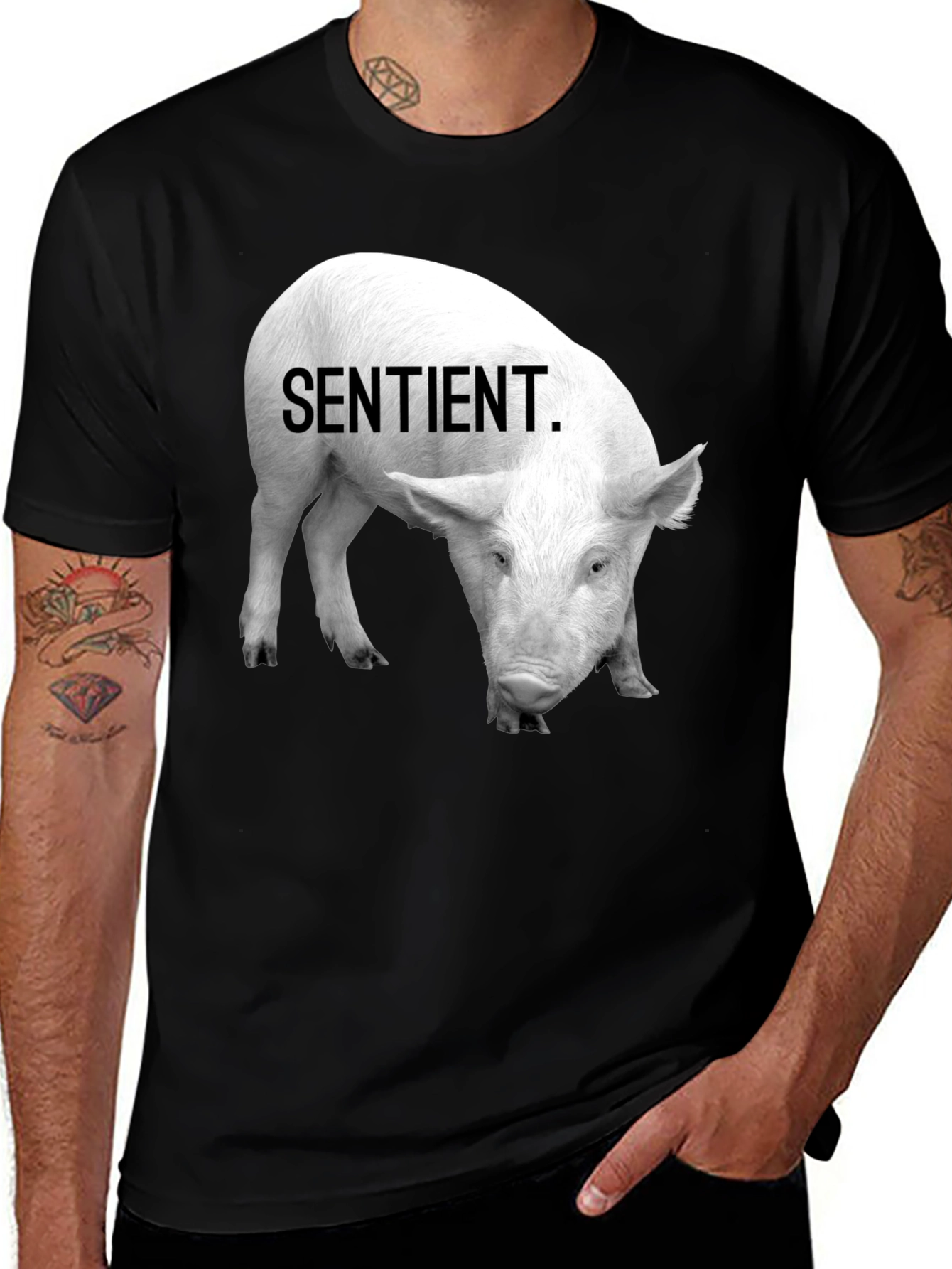 Sentient Pig Graphic Tee - Vegan Activism Shirt