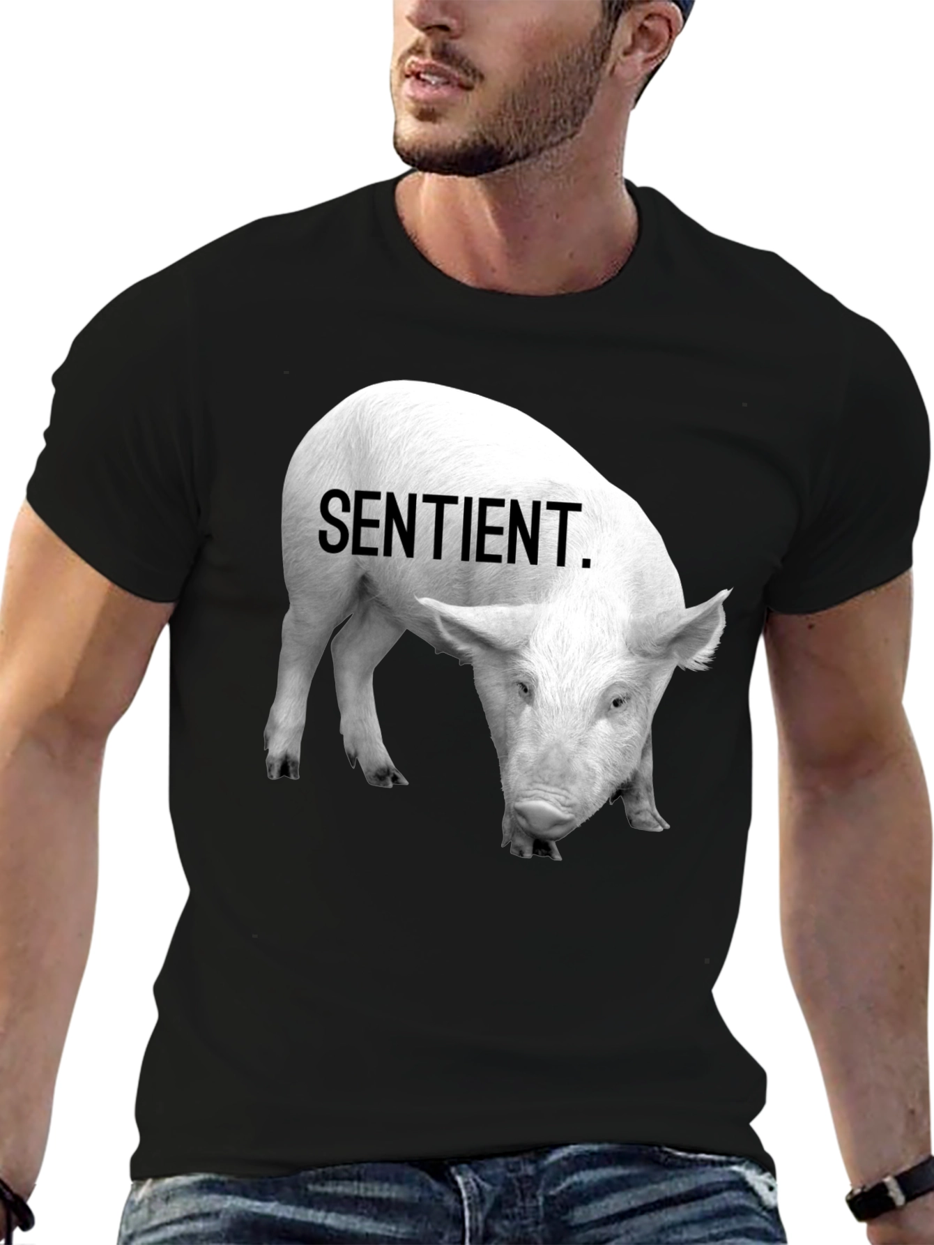 Sentient Pig Graphic Tee - Vegan Activism Shirt