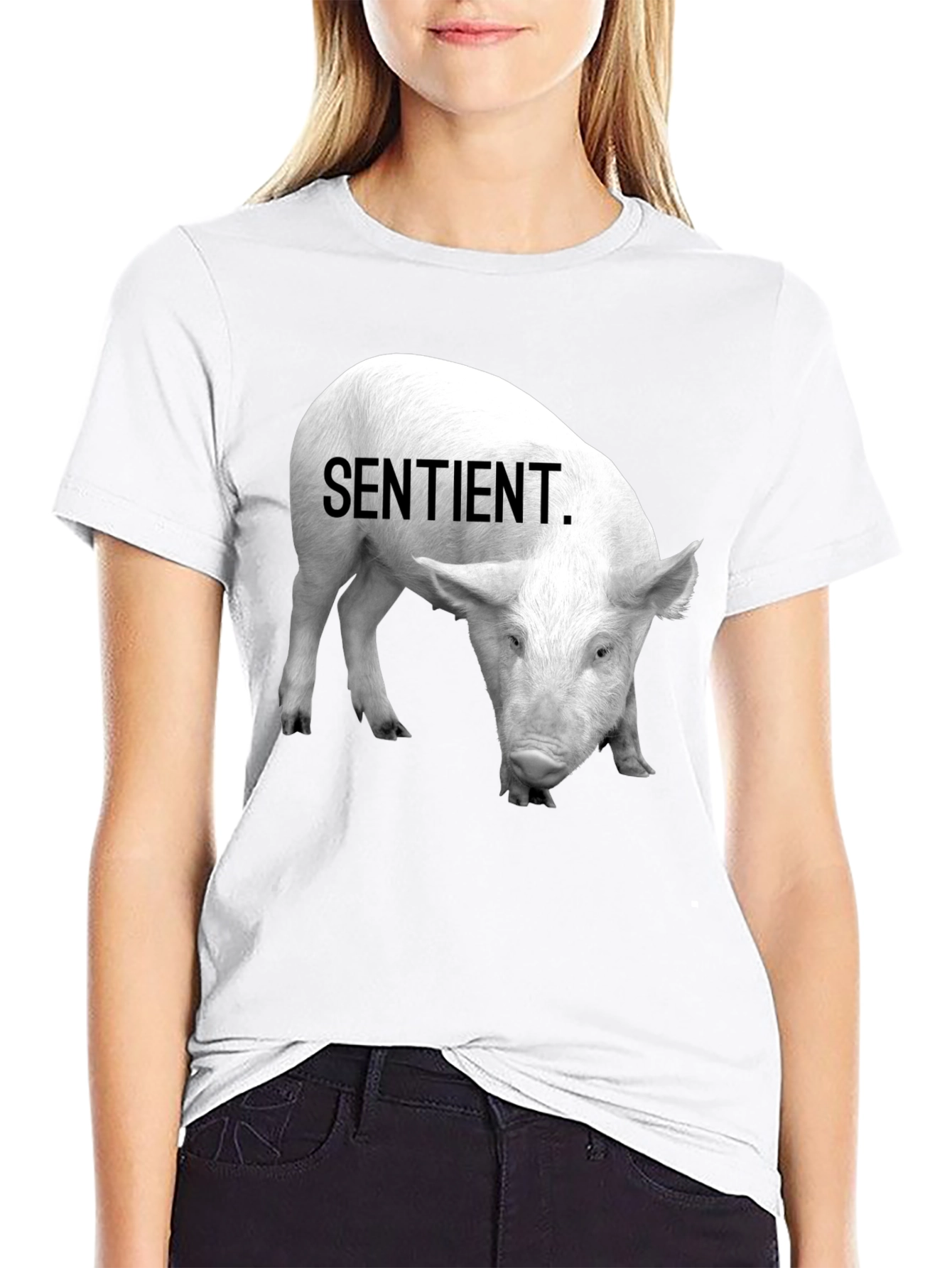 Sentient Pig Graphic Tee - Vegan Activism Shirt