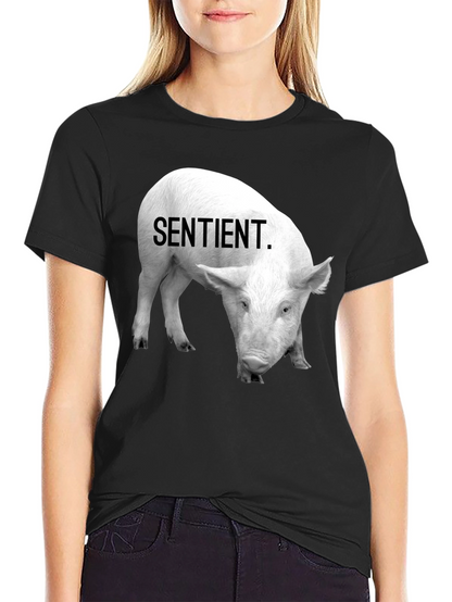 Sentient Pig Graphic Tee - Vegan Activism Shirt