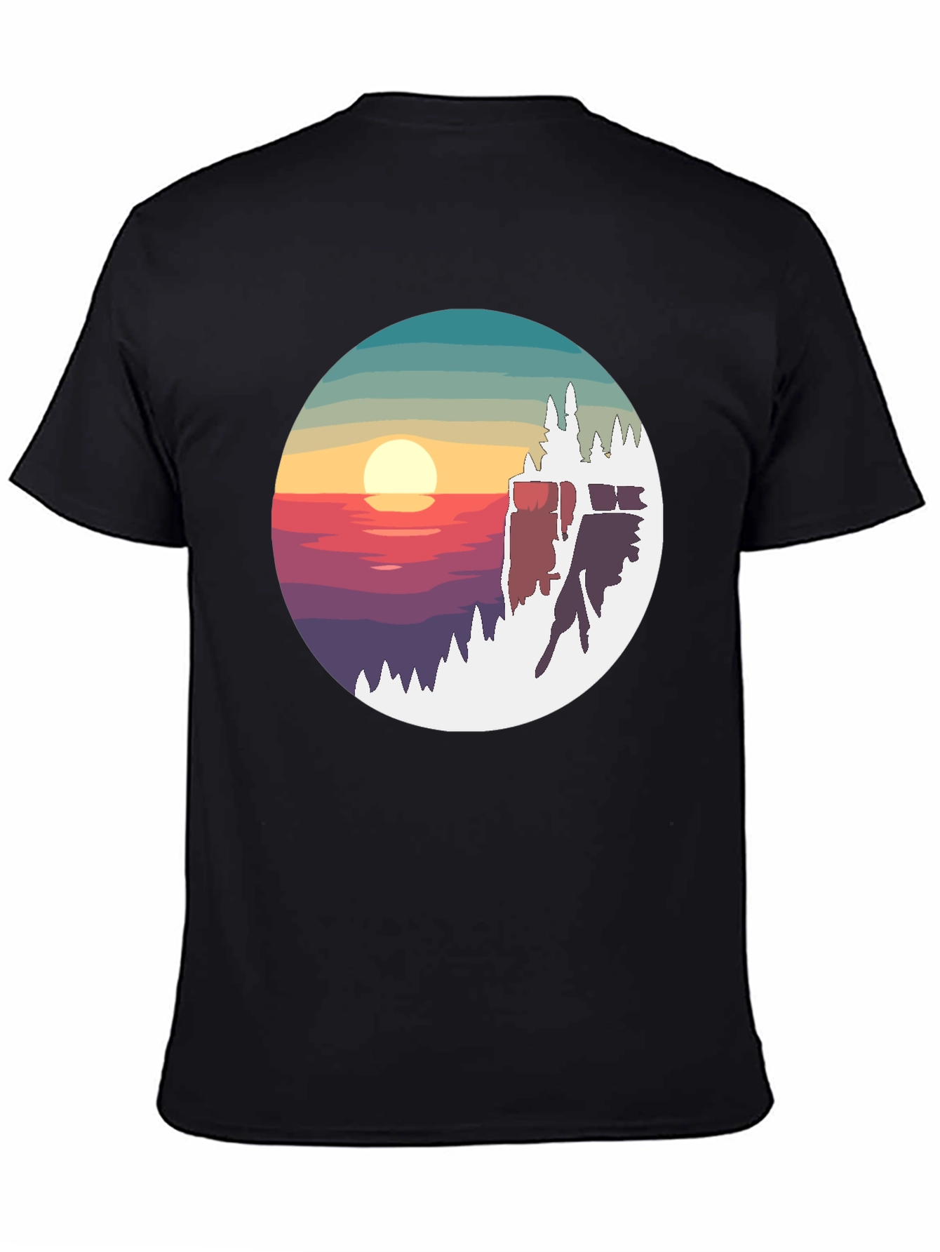 Sunset Peak Graphic Tee - Nature Inspired Black T-Shirt