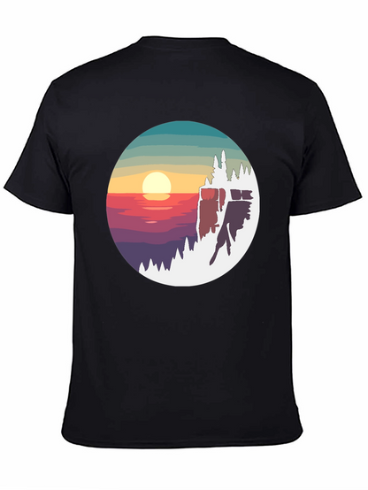 Sunset Peak Graphic Tee - Nature Inspired Black T-Shirt