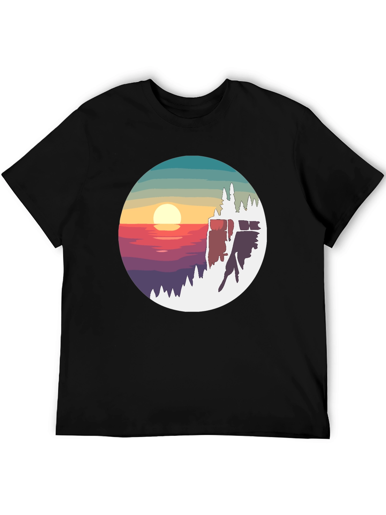 Sunset Peak Graphic Tee - Nature Inspired Black T-Shirt