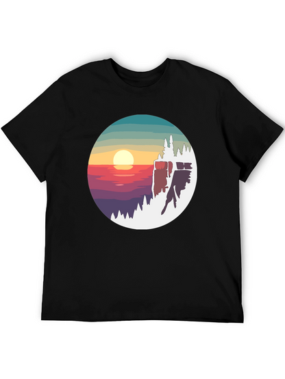 Sunset Peak Graphic Tee - Nature Inspired Black T-Shirt