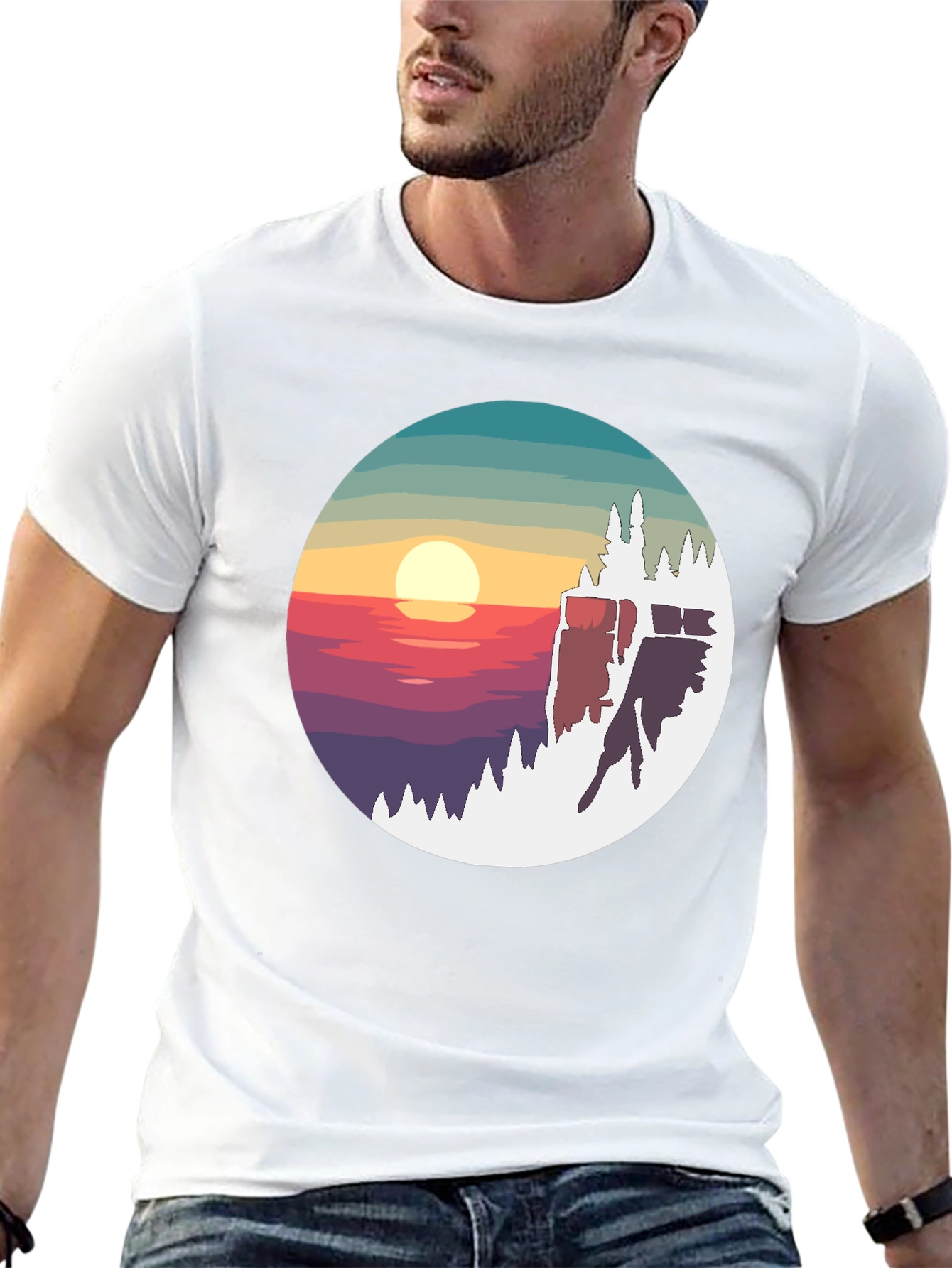 Sunset Peak Graphic Tee - Nature Inspired Black T-Shirt